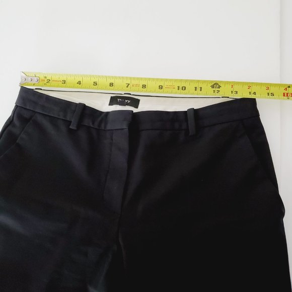 Theory Pants Straight Leg Ankle Cotton Trousers Career Classic Black 2 - Picture 11 of 12